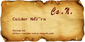 Csider Nóra névjegykártya